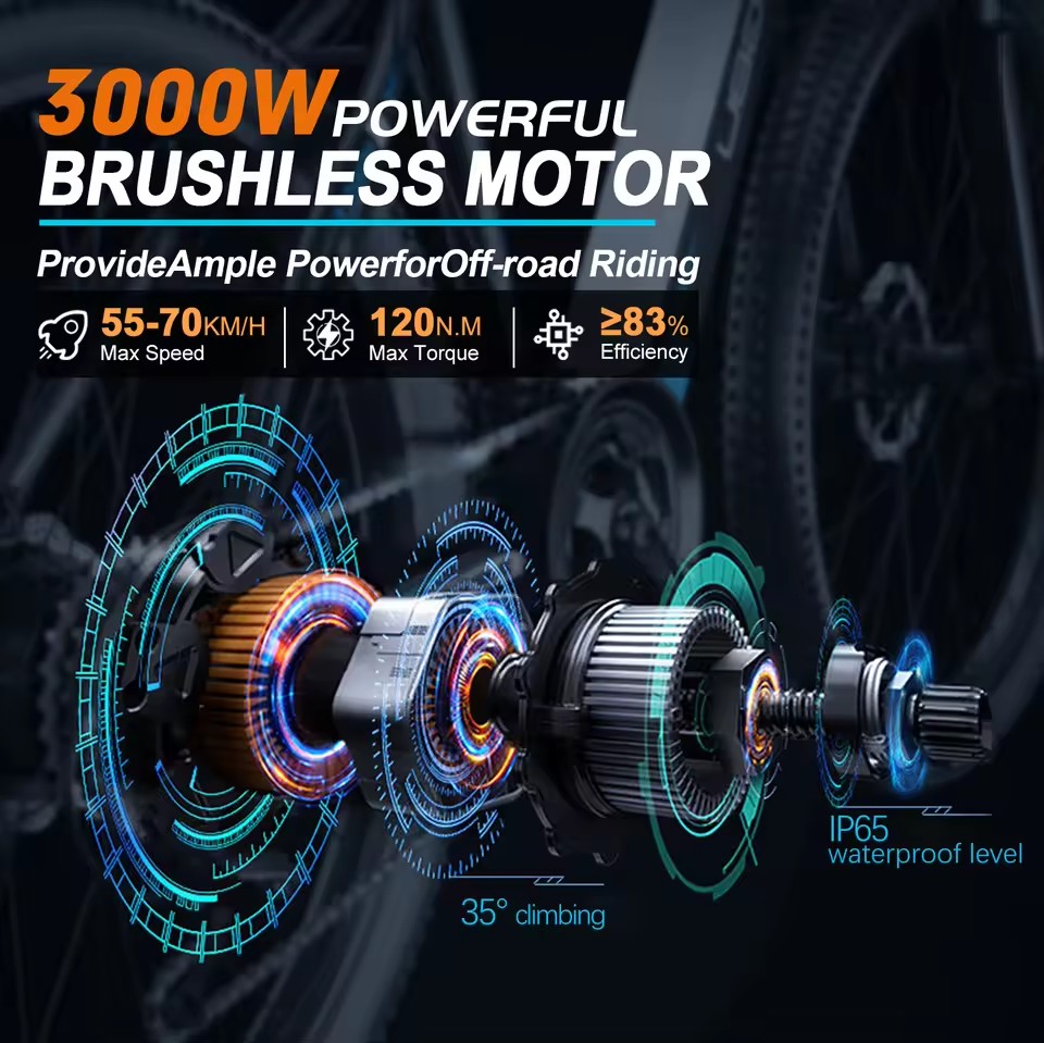 72V 5000W Hub Motor Kit - Part Konversi Ebike 48V 2000W, Motor
