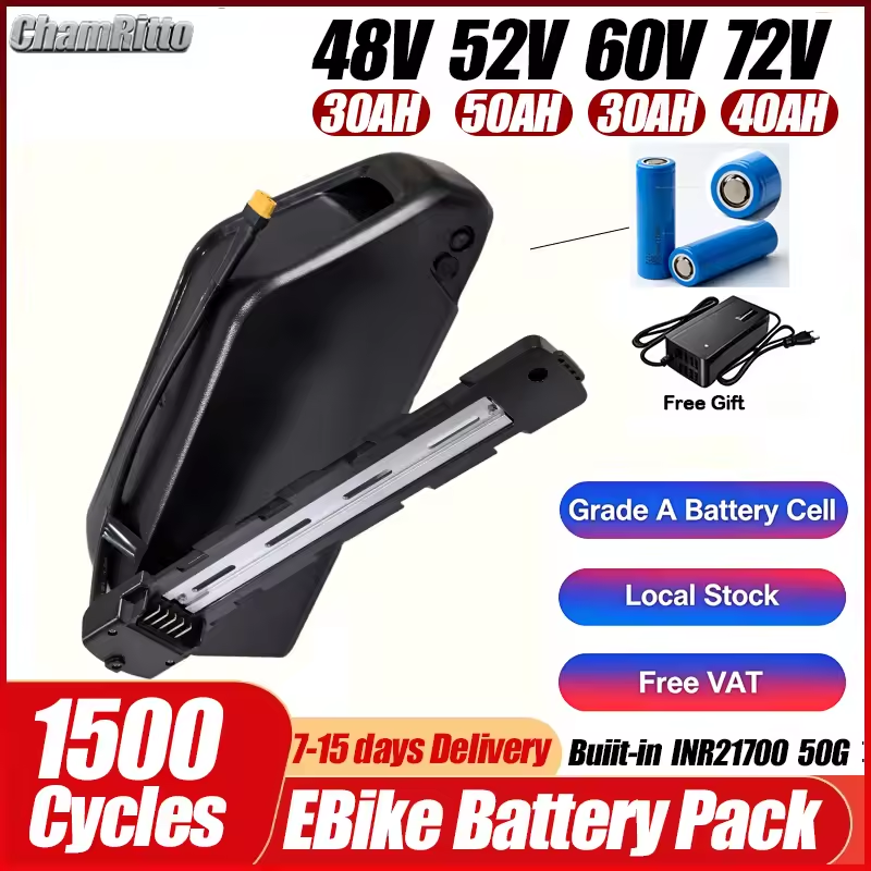 Baterai Cham 52v 48v 72v 50ah  - Ebike Battery 48V 20Ah Hailong ulasan dan harga
